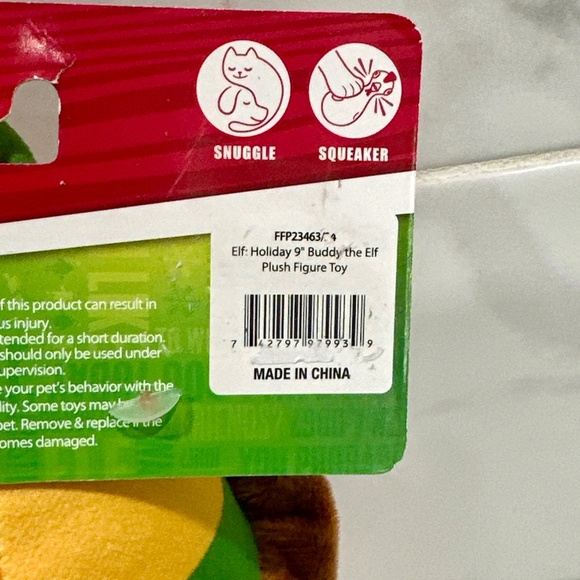 BUDDY THE ELF Holiday 9" Squeaky Plush DOG TOY Fetch For Pets Christmas Squeaker - Picture 6 of 11